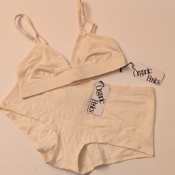 Organic Basics Other - Organic Basics Soft Touch Veil Triangle Bralette Core Shorty Soft Vanilla - XS/S